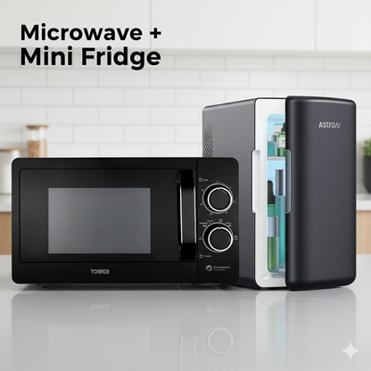 🍽️ Microwave + Mini Fridge Kit - Tower x AstroAI Kitchen Combo